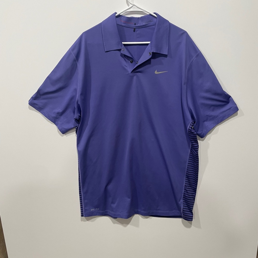 Nike Golf Dri-FIT Polo Shirt Men's XL Purple Performance Tiger‎ Woods Collection
